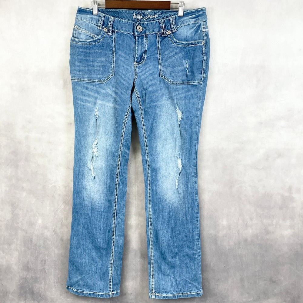 Ariya Jeans Womens Bootcut Jeans Size 14 Y2K Western Cowgirl Rodeo Preppy Girly - Picture 2 of 15
